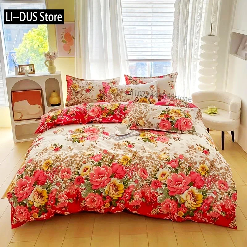 Floral Duvet Cover Set With Zipper Closure - 3 Piece Bedding Set Includes 1  Duvet Cover And 2 Pillowcases