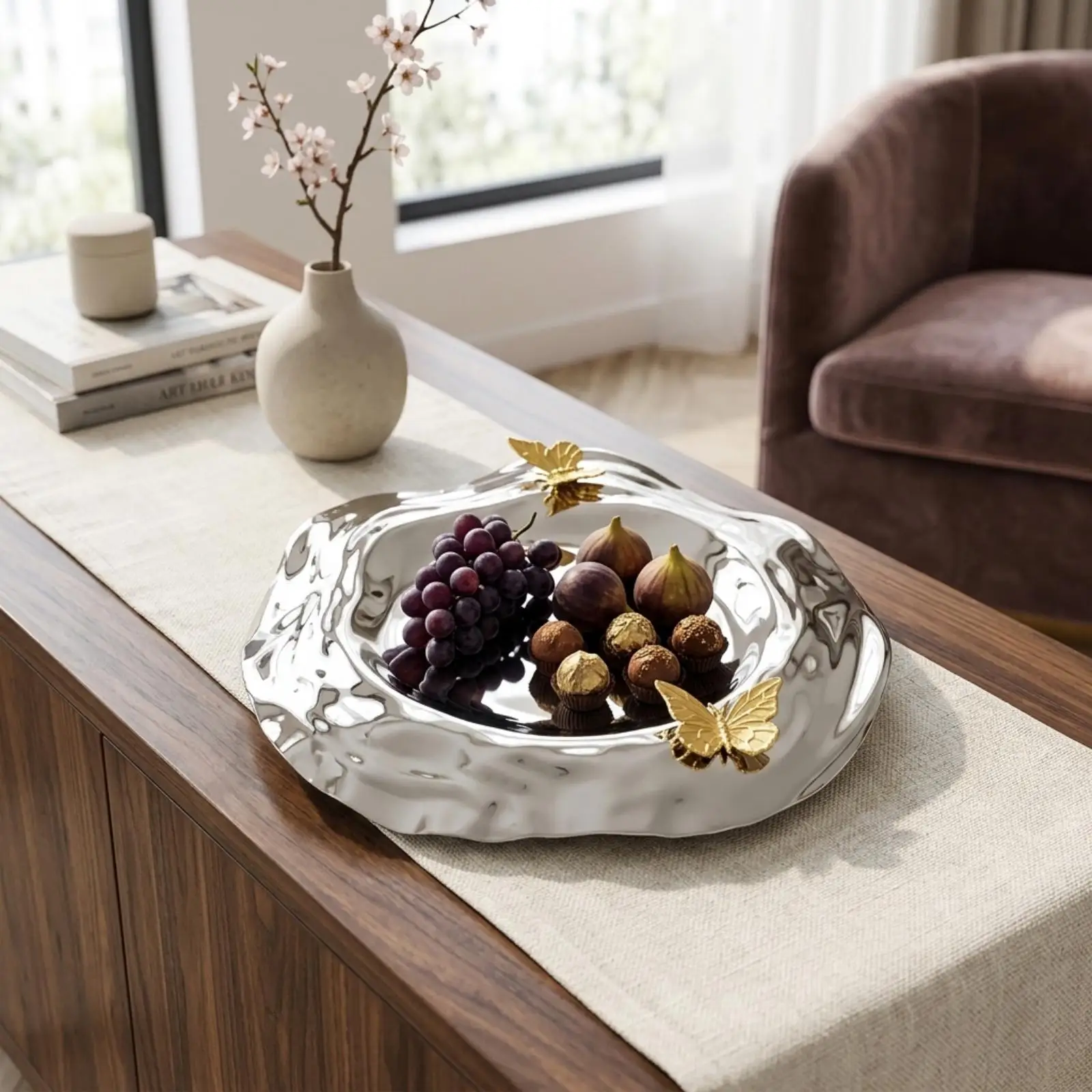 Stainless Steel Fruit Plate Irregular Snack Plate Modern Serving Platter