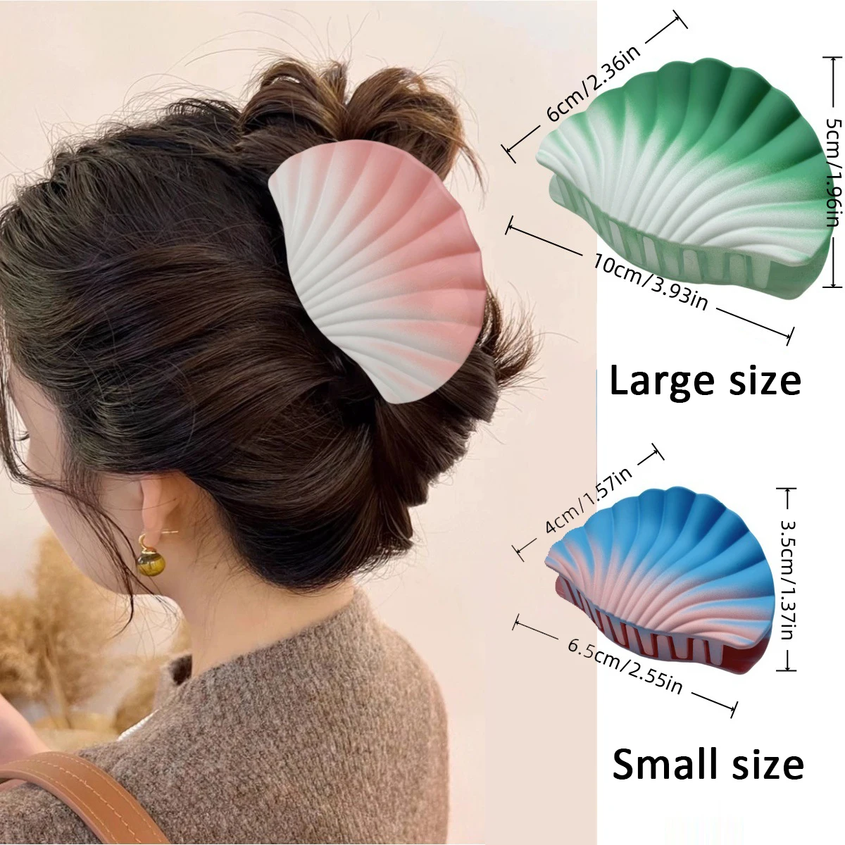 New Women Fashion 3PCS/Set Shell Hair Clip Frosted Gradient Color Claw Clip Girls Ponytail Holder Shark Clip Hair Accessories