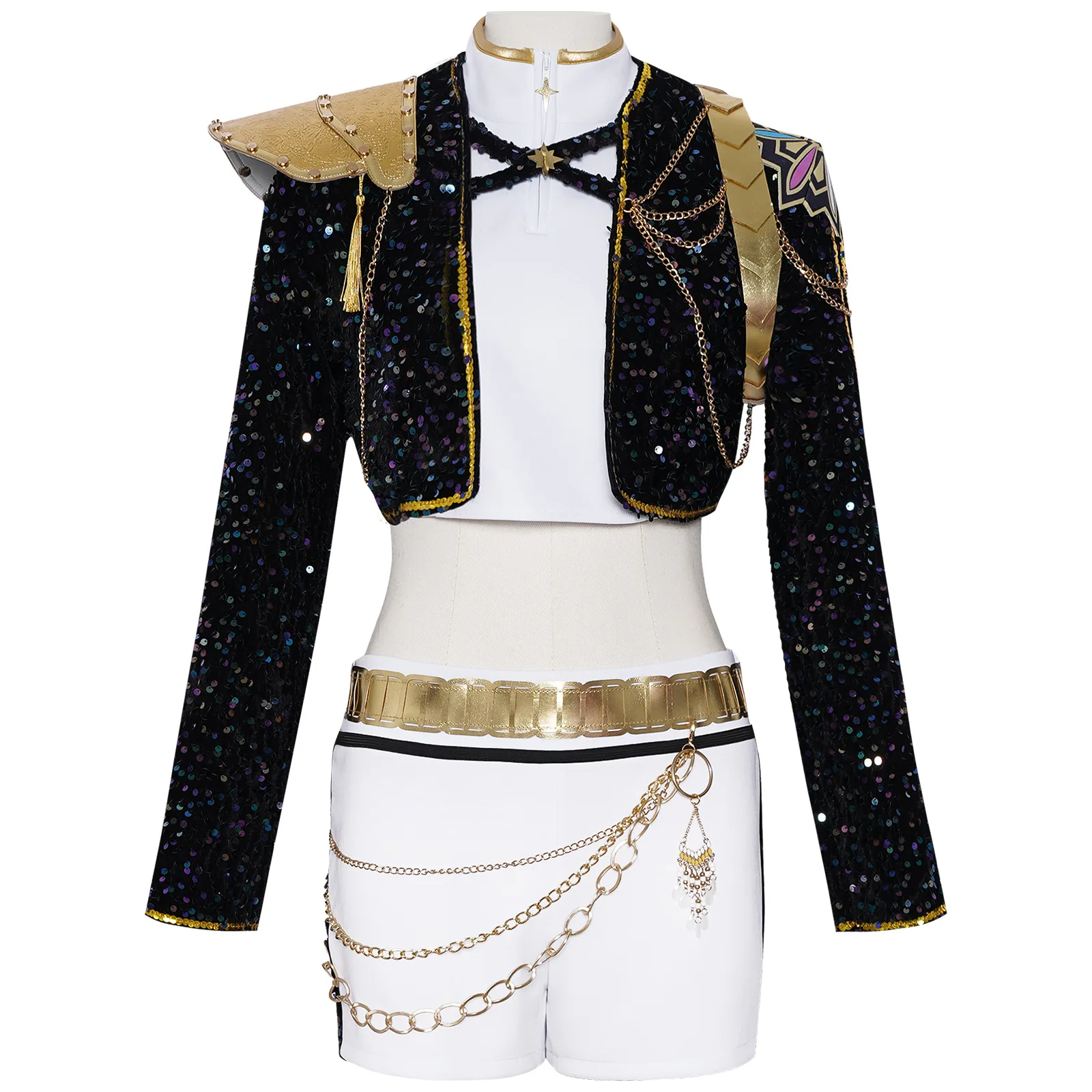 

Костюм Руми Зои Миры для взрослых и детей, золотой костюм для косплея для женщин, белый наряд на Хэллоуин, K Pop Singer, набор для вечеринки, охотника на демонов