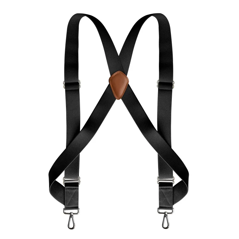 Men\'s Heavy Duty Trucker Suspenders 3.5cm Wide X-Back with 2 Side Clip Swivel Hooks Adjustable Elastic Big Tall Trouser Braces