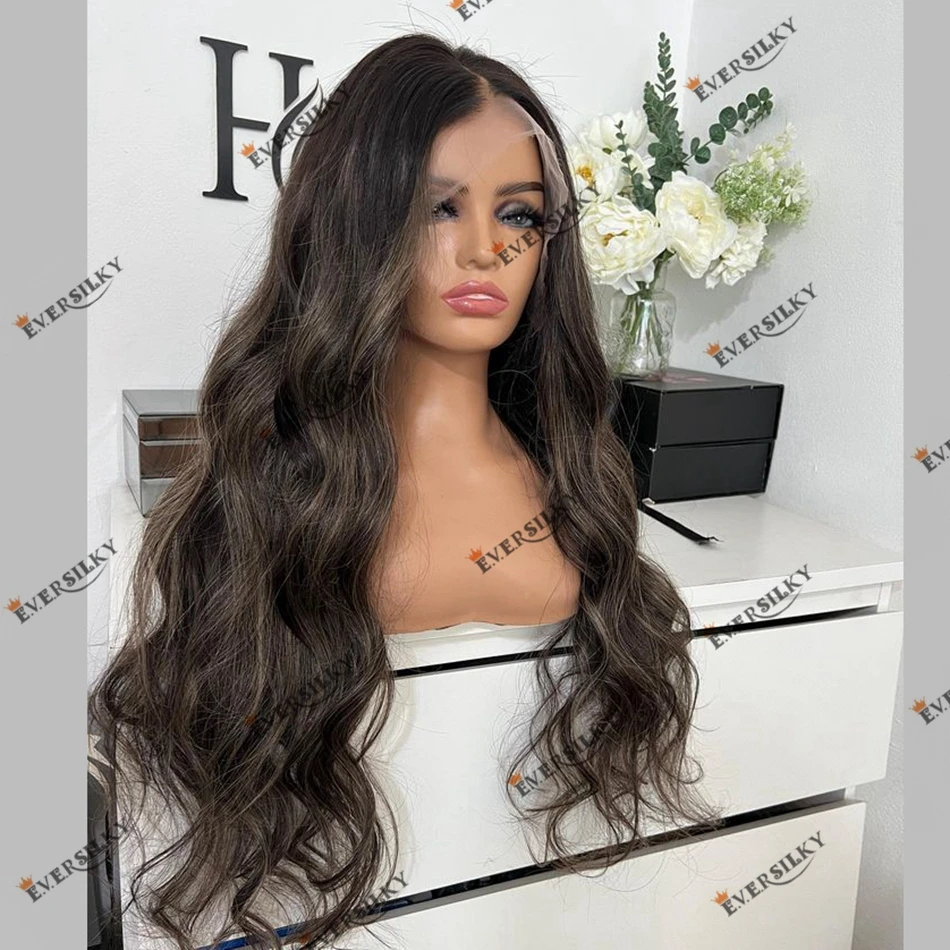 

Ash Blonde Women Human Hair Balayage Super Wave 360 Lace Frontal Wig Natural Hairline 5x5 HD Lace Closure Wig Remy Brazilian Wig