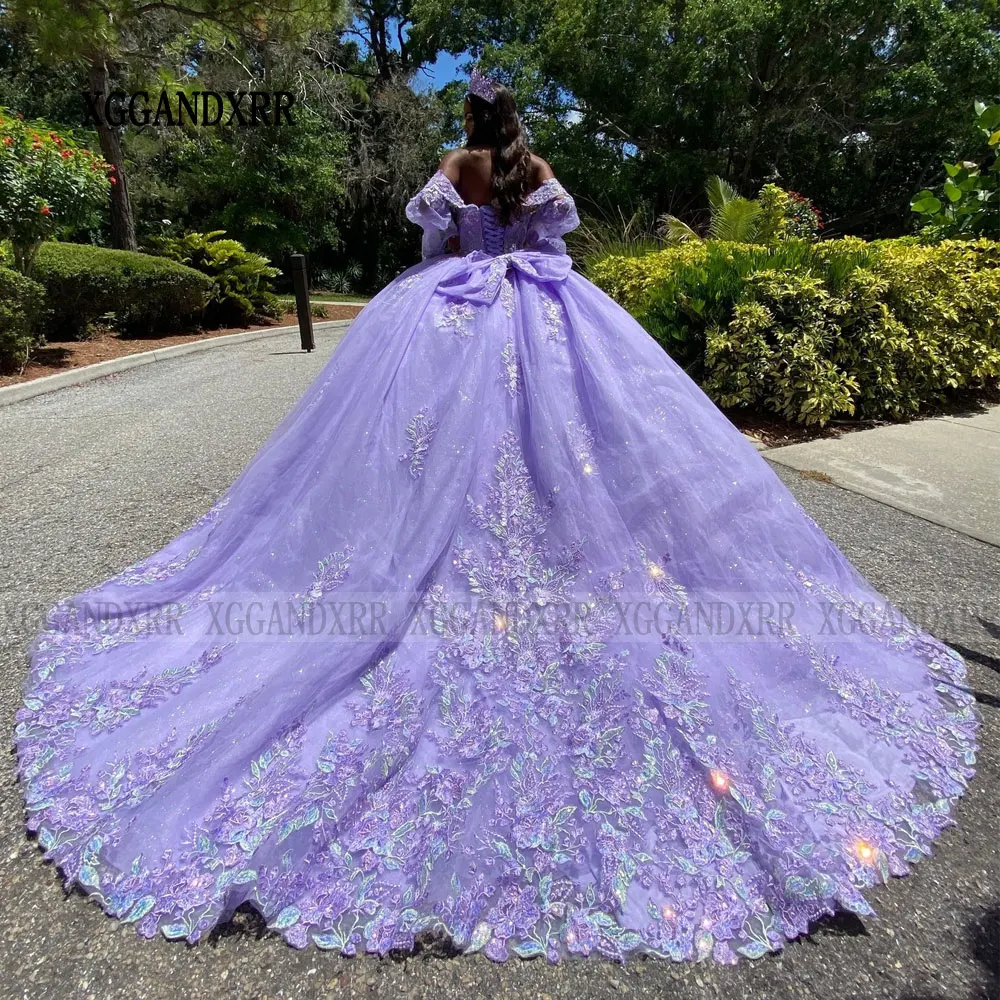 Two Look Quinceanera Dress 2024 Detachable Sleeve Purple Vestidos De 15 Años Ball Gown Sweet 16 Birthday Party Gown Pageant Miss