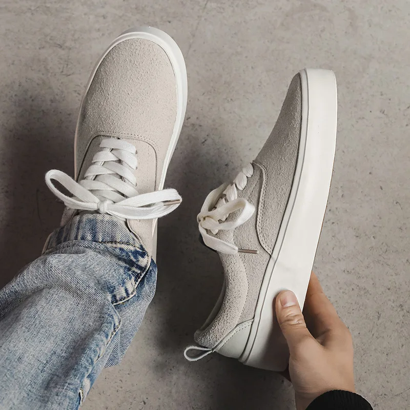 Shoes for Men Leather Spring Low Sneakers Luxury Design Men's Shoes Flat Lace-Up stitching Vintage Hip Pop Streetwear Shoes