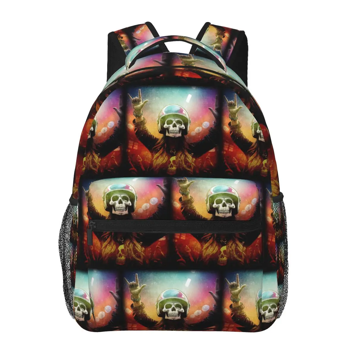 

Skull-Faced Girl At Rock Concert Backpack Hot Sale Daypack Large Capacity BookBag School Bag Shoulder Bags for Men Women