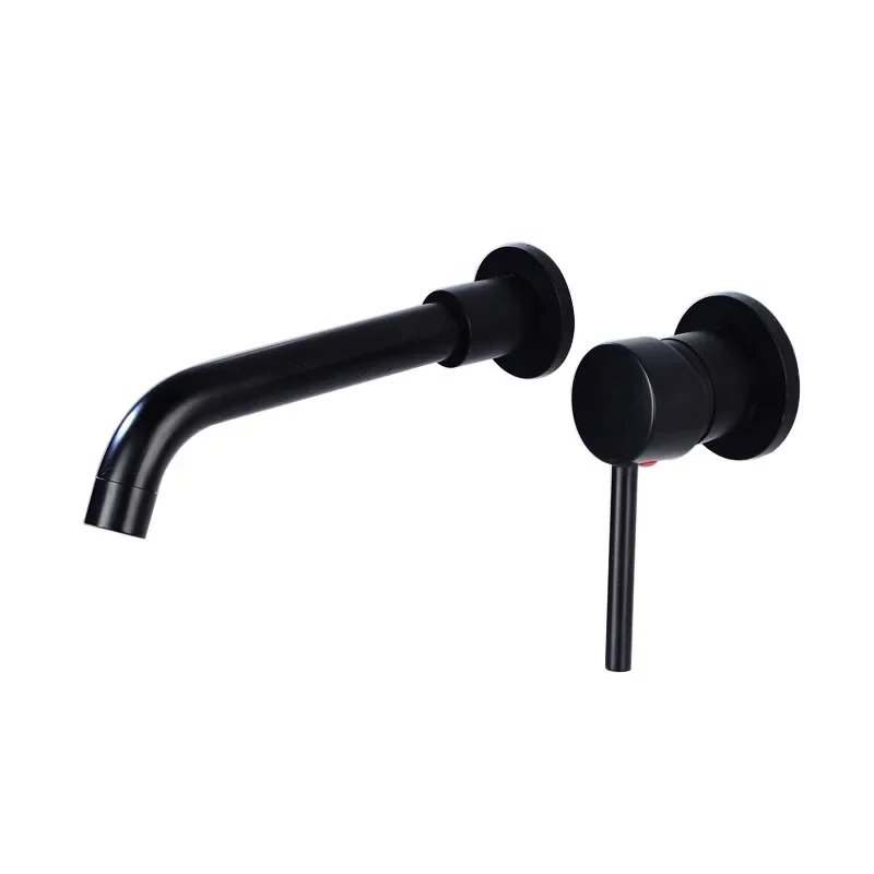 

All-copper concealed basin faucet into the wall faucet hot and cold concealed wall faucet black gun gray antique color