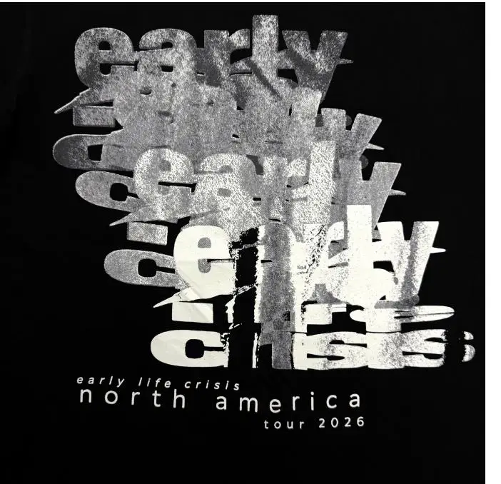 New Men Early Life Crisis North America Tour Merch T Shirts T-Shirt Hip Hop Skateboard Street Cotton T-Shirts Tee Top US E18