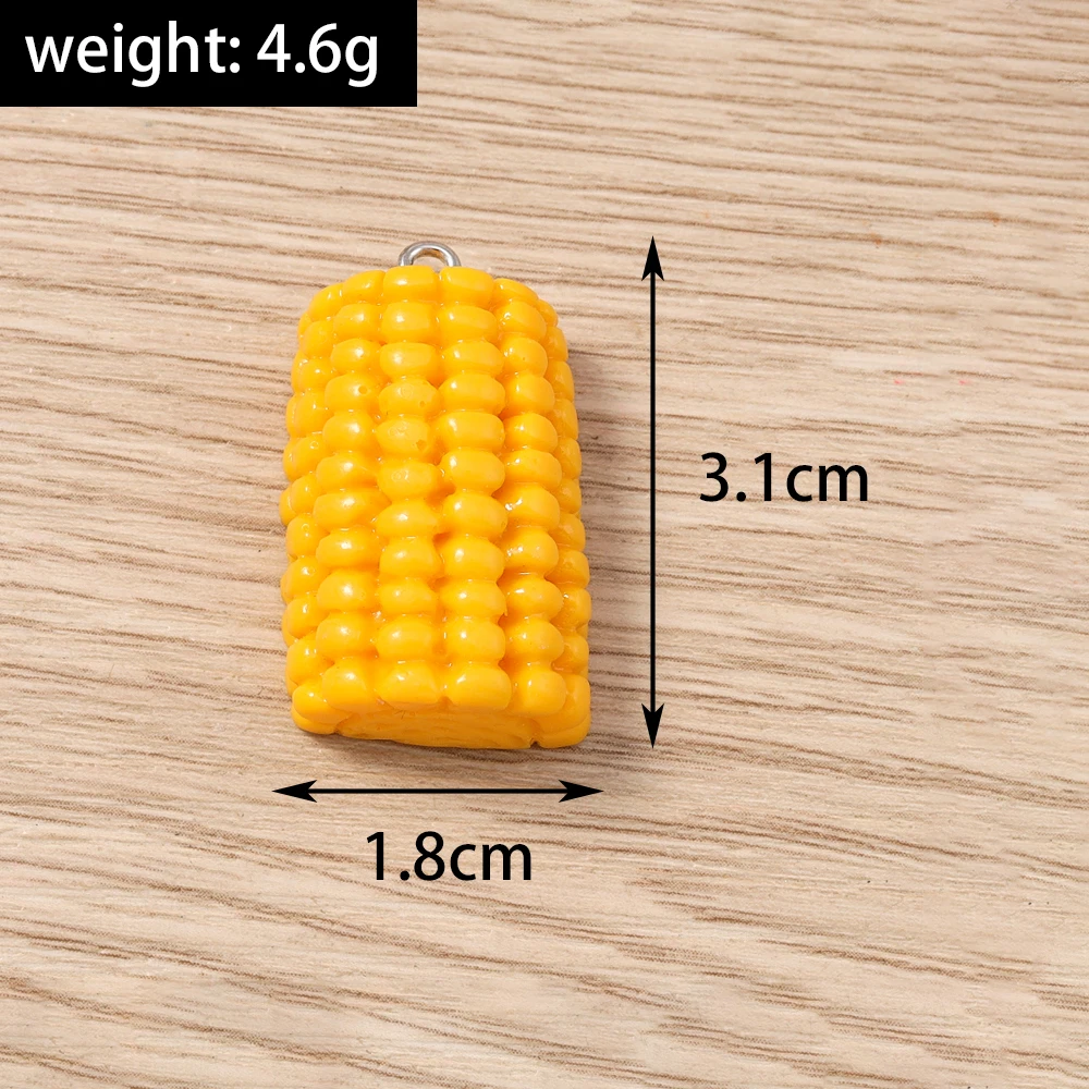Tusember 10 Stück Harz-Simulations-Mais-Sonnenblumenkerne Schokoladen-Hamburger-Eier-Anhänger für Schmuckherstellung DIY Ohrringe Schlüsselanhänger – Detail 9