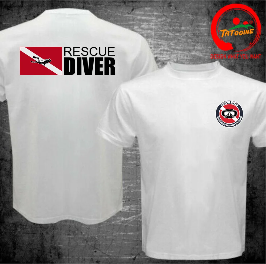 Rescue Diver Flag T-shirt Funny Scuba Diving T-Shirt Fan Gift Idea T Shirt Casual Dive Tee Shirt Streetwear Clothing Tops Tshirt