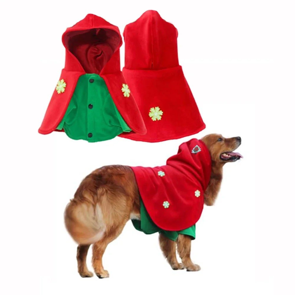 Christmas Dog Costume Clothes Pet Xmas Cat Santa Cape With Santa Hat Party Cosplay Dress Poncho For Cats Small Medium Large Dog