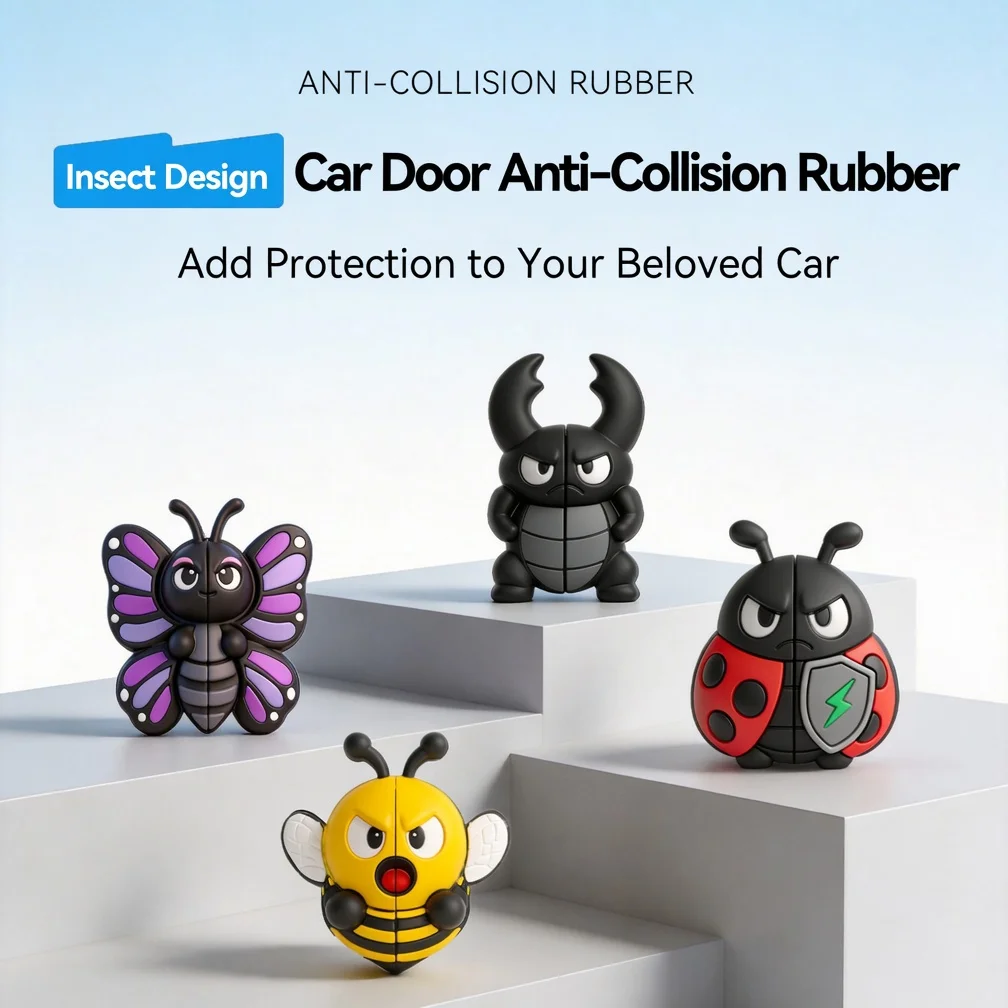 3D Insect Design Car Door Anti-Collision Gel Fun Cartoon Protection for Your Vehicle