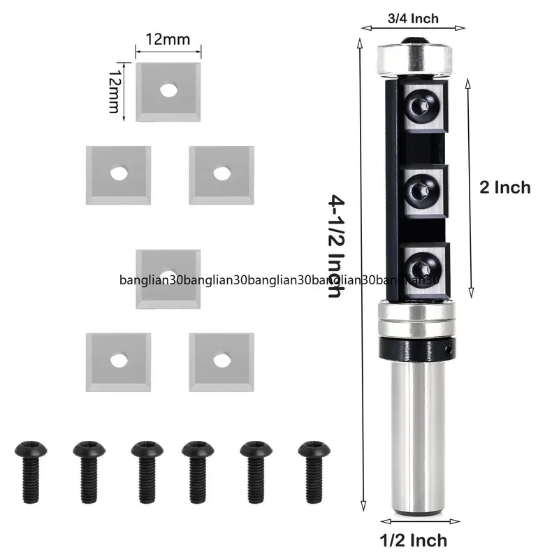 Disposable Upper and Lower Bearing Trimming Knife for 1/2 Inch Handle 12mm Shank Woodworking Milling Cutter