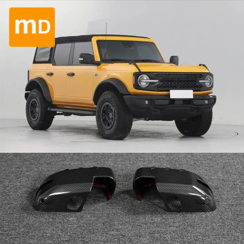 For Ford BRONCO 2021+ Dry Carbon Fiber Modified Mirror Housing Rearview Mirror Cover Protective Decoration Car Accessories