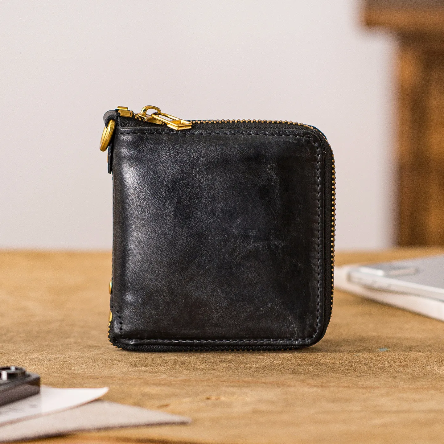 

simple vintage high quality first layer cowhide men's short small wallet casual luxury handmade genuine leather teen coin purse