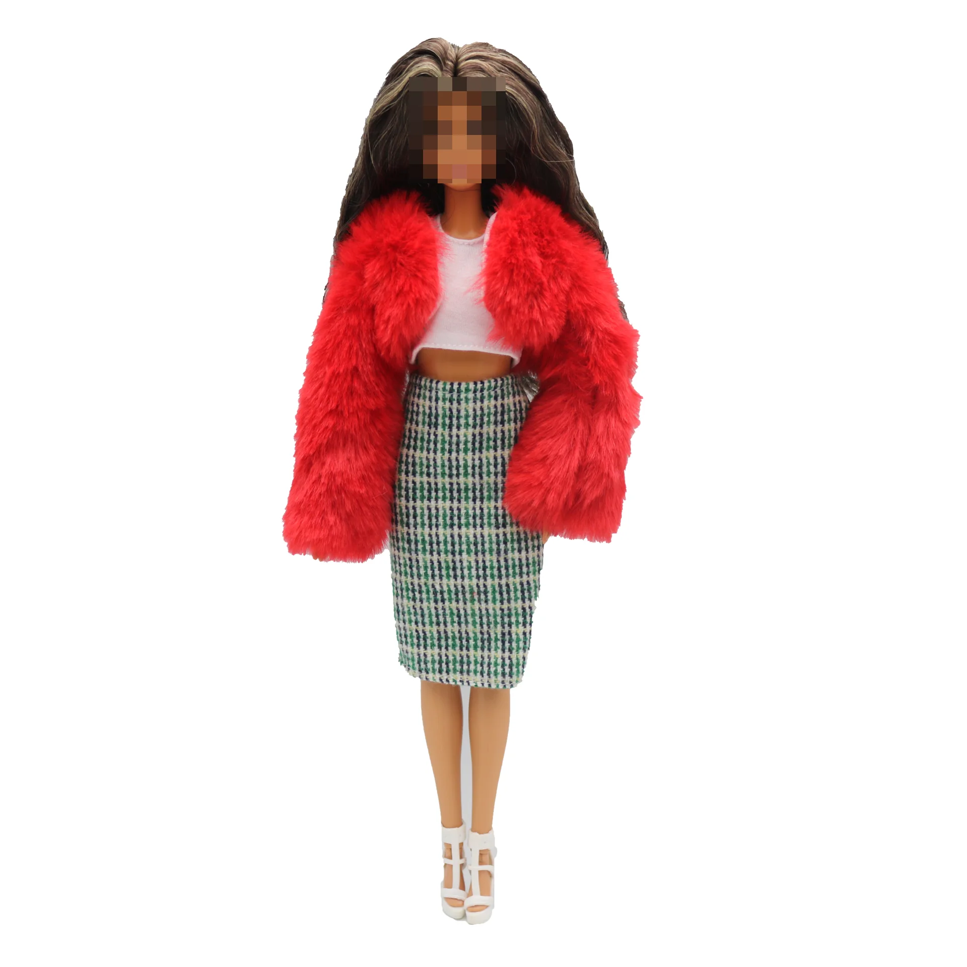 New 30cm 1/6Luxury comfort material soft short fur coat  Accessories Clothes for Barbies doll