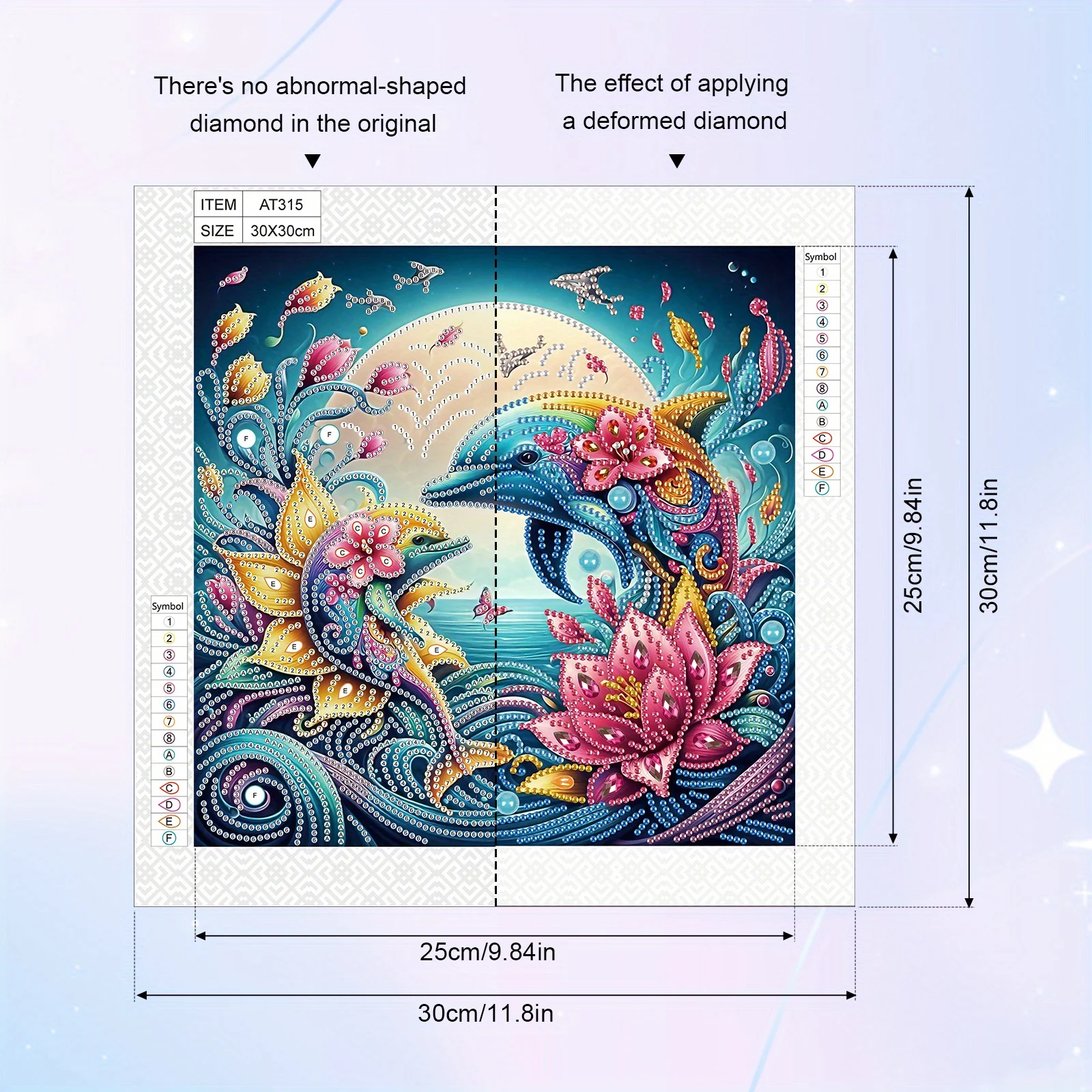 DIY Dolphins and flowers 5D Special Shape Diamond Art Kits for Beginners,Diamond Art Painting Kits for Home Wall Decoration Gift