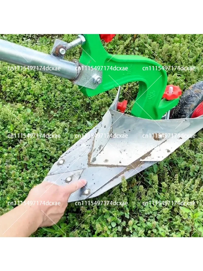 Hand-Pulled Plow with Share Type Blade, Micro-Tiller for Garden, Manual Ridge Picker Trencher