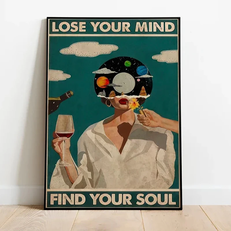 Lose Your Mind Find Your Soul Print Poster Vintage Posters Music-Inspired Wall Art Retro Poster Prints Living Room Bedroom De