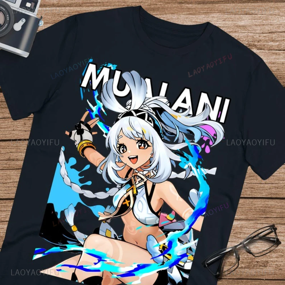 

Mualani Genshin Impact Summer High Quality Cotton Fan Genshin T Shirt Unisex Classic Cartoon Graphic T Shirts Woman Clothes