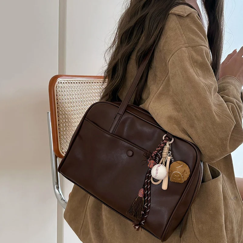 

Элегантная женская сумка в корейском стиле 2026 года, новая модная винтажная дизайнерская сумка через плечо, женская вместительная сумка-тоут для работы и поездок