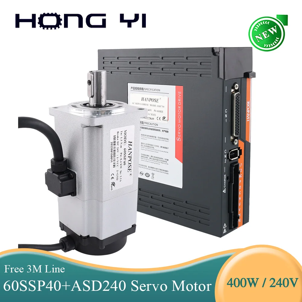 

ac Servo Motor With Brake 2.5A 60SSP40+ASD240 Servo Drive+3M Cable Vending Machine Equipment 400W Servo Motor drive Kit