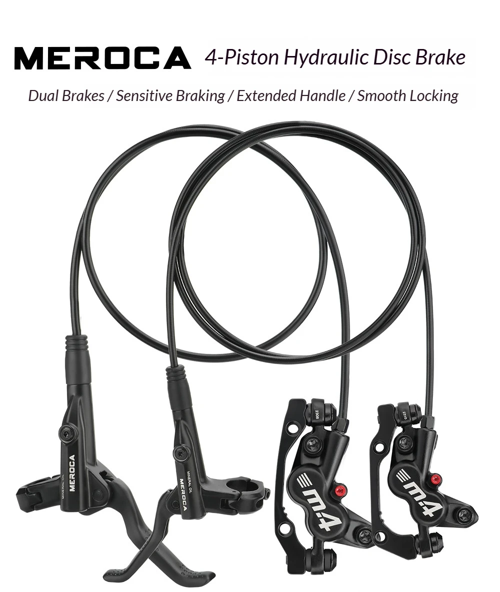 MEROCA M4 4-Kolben Hydraulisches Scheibenbremsen-Set Mountainbike Vorne 800/Hinten 1400mm 160mm Rotor MTB Fahrrad-Bremszange – Detail 1