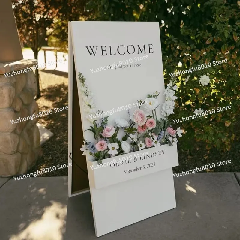Hollow Acrylic Standing Wedding Floral Welcome Board Romantic Ceremony Sign Stand For Multiple Occasions - view 6