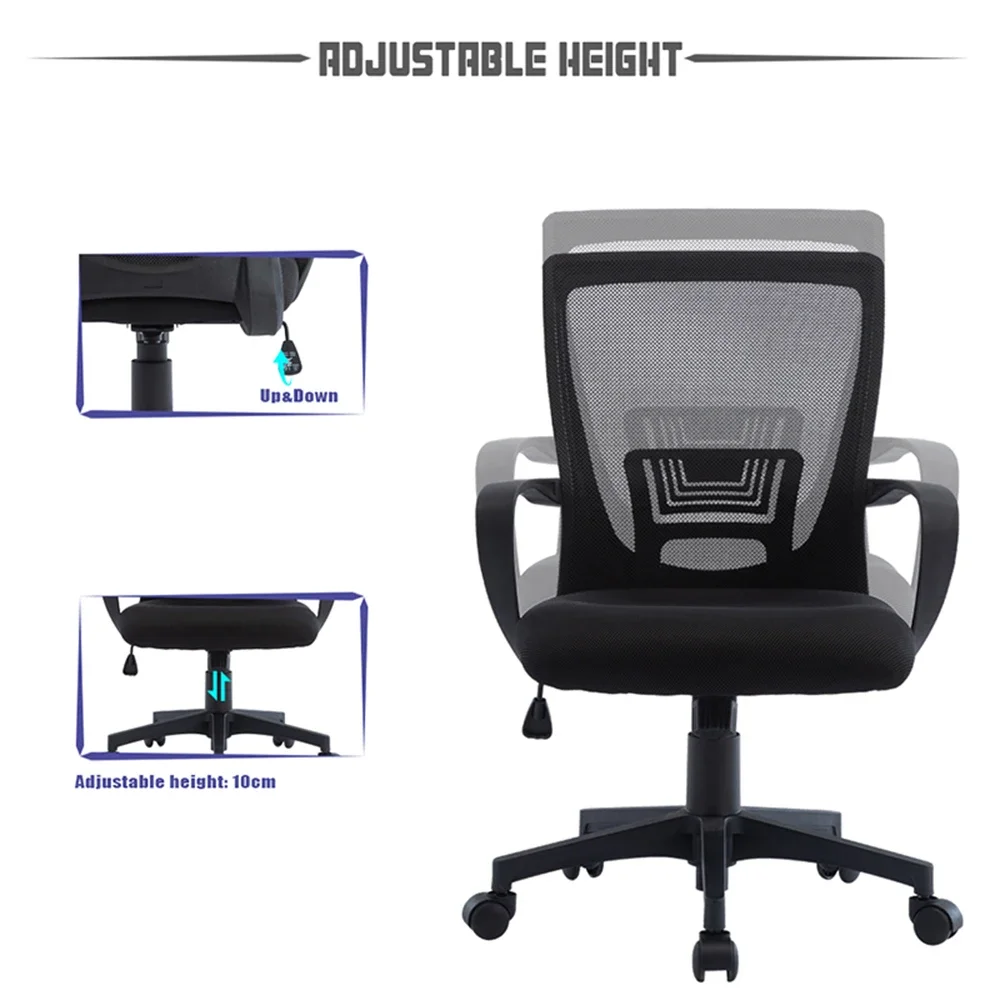 Office Chair Adjustable Mid Back Mesh Swivel Office Chair Armrests Available Black/Dark Gray/Gray And Other Colors كرسي قيمنق