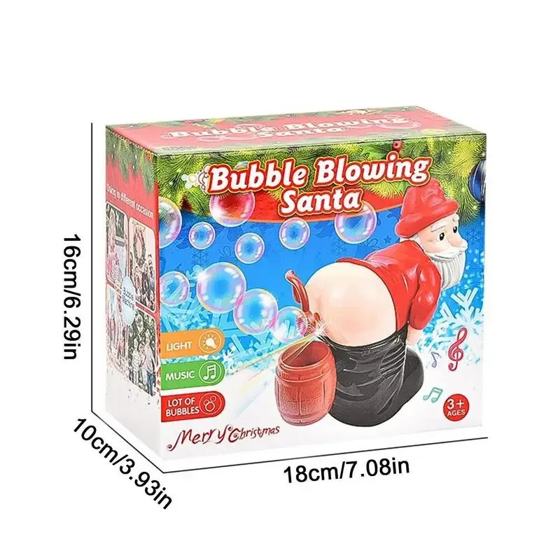 Funny Bubble Machine Santa Bubble Toy Electric Santa Butt Blowing Bubbles with Music and Lights Christmas Gift for Kids