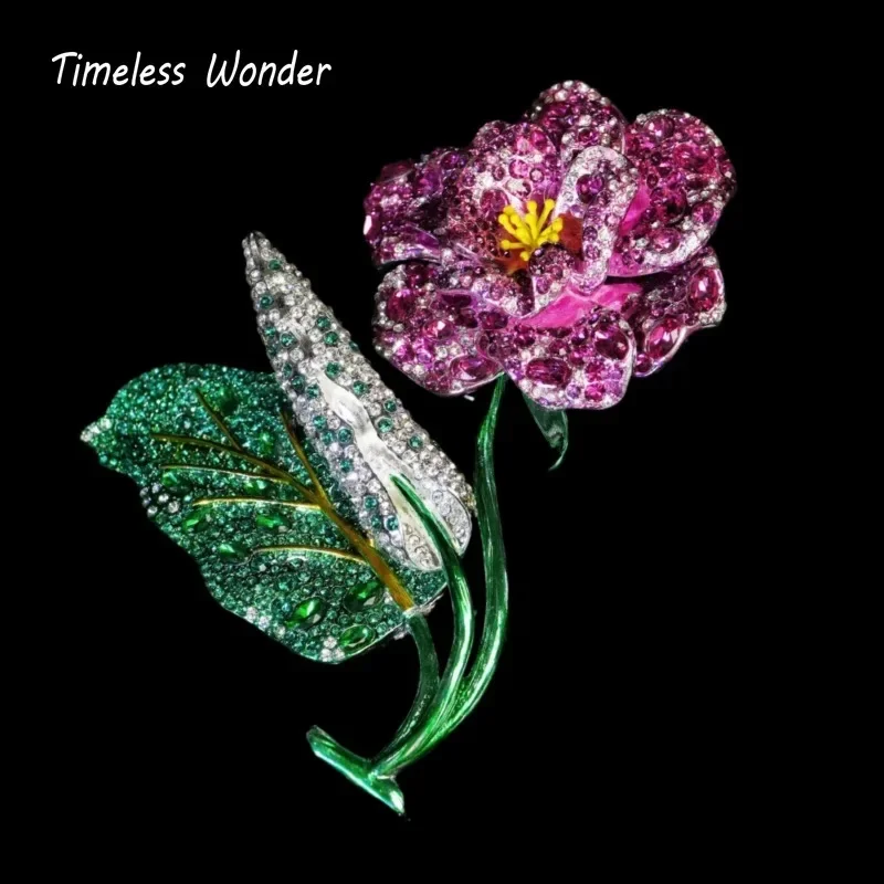

Timeless Wonder Fancy Zircon Enamel Floral Brooch Pins for Women Designer Jewelry Runway Top Trendy Cute Rare Sweet Mix 3523