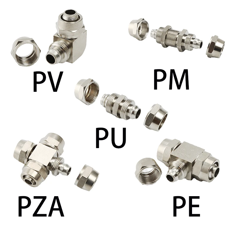 Conector rápido de aire neumático de níquel Chapado en cobre para tubo de manguera OD 4MM 6 8 10 12 14 16MM, conexión de junta r