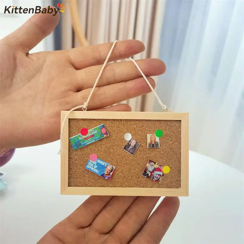 1 Set 1:6 Wood Dollhouse Mini Hanging Message Board Double-sided Available Living Scene Decor