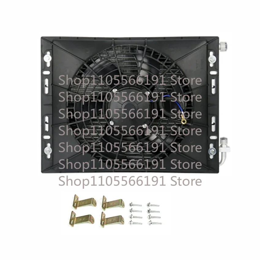 Universal Condenser Radiator Cooling Fan Set 12V/24V 120W 14''x18'' with Protection Net for Car Truck Radiator A/C Conditioner