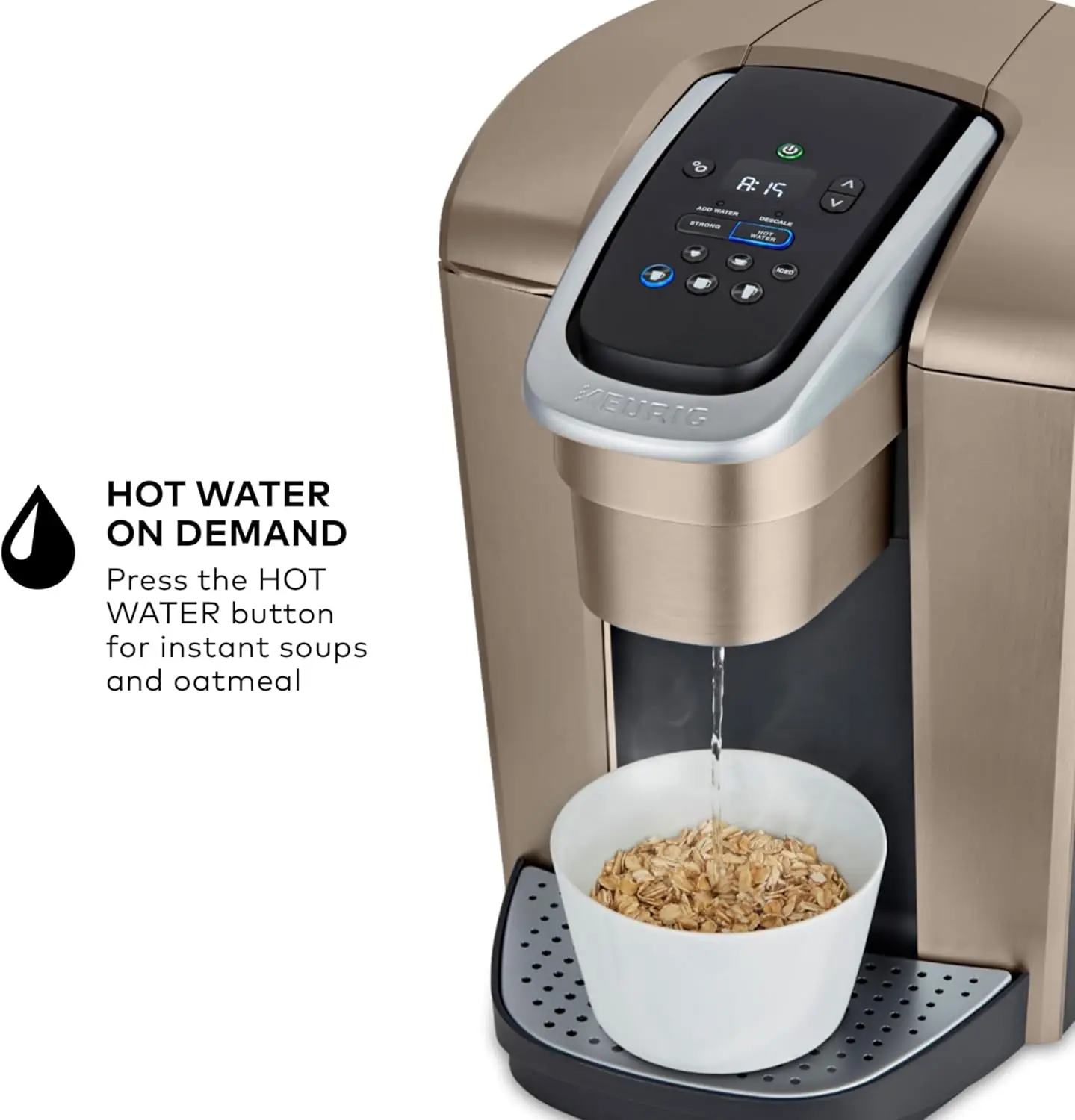 

Капсульная кофеварка K-Elite на одну порцию K-Cup, с контролем сила и температуры, способностью ледяного кофе, размер заваривания от 8 до 12 унций