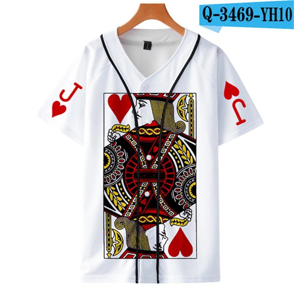Summer baseball jersey 3D Funny Poker print t shirt men women clothes Men's shirts harajuku t shirts tops y2k Sunscreen jacket