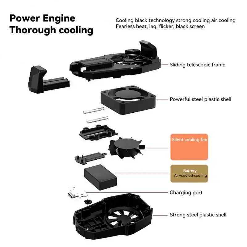 Cooling Fan For Mobile Phone Rechargeable Battery Cooler Three Speed Adjustable Gaming Radiator Back Clip Phone Heatsink