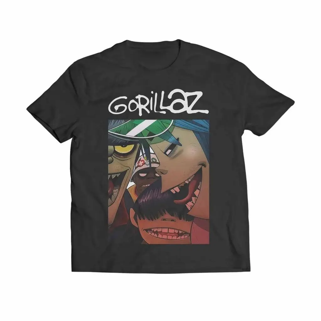 Harajuku Vintage Rock Tee Gorillaz Graphic Print Cotton Black Shirt 2026 Summer Casual Loose New  Fashion Tshirt Fan Gift Unisex