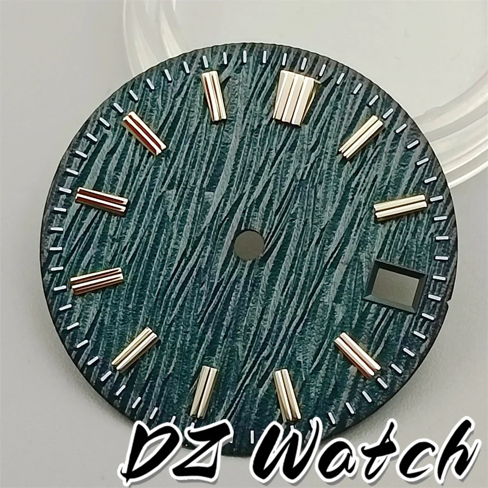 DZ 29mm Watch Dial Black Blue White Dark Green With Birch Texture Design Fit For NH35 NH36 Movement Watch
