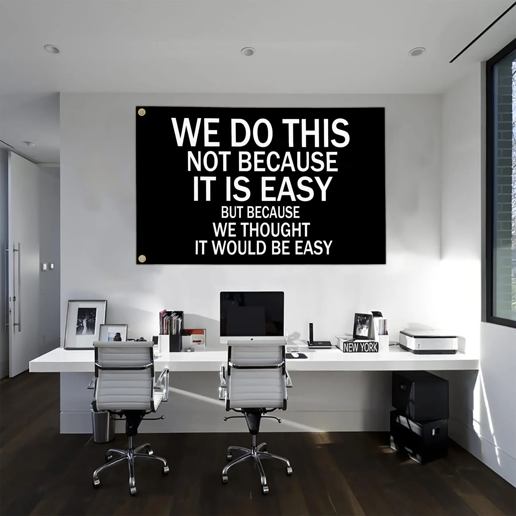100% Polyester We Do This Not Because it is Easy Flag Elevate Your Space Simple Installation without flagpole non-toxic material