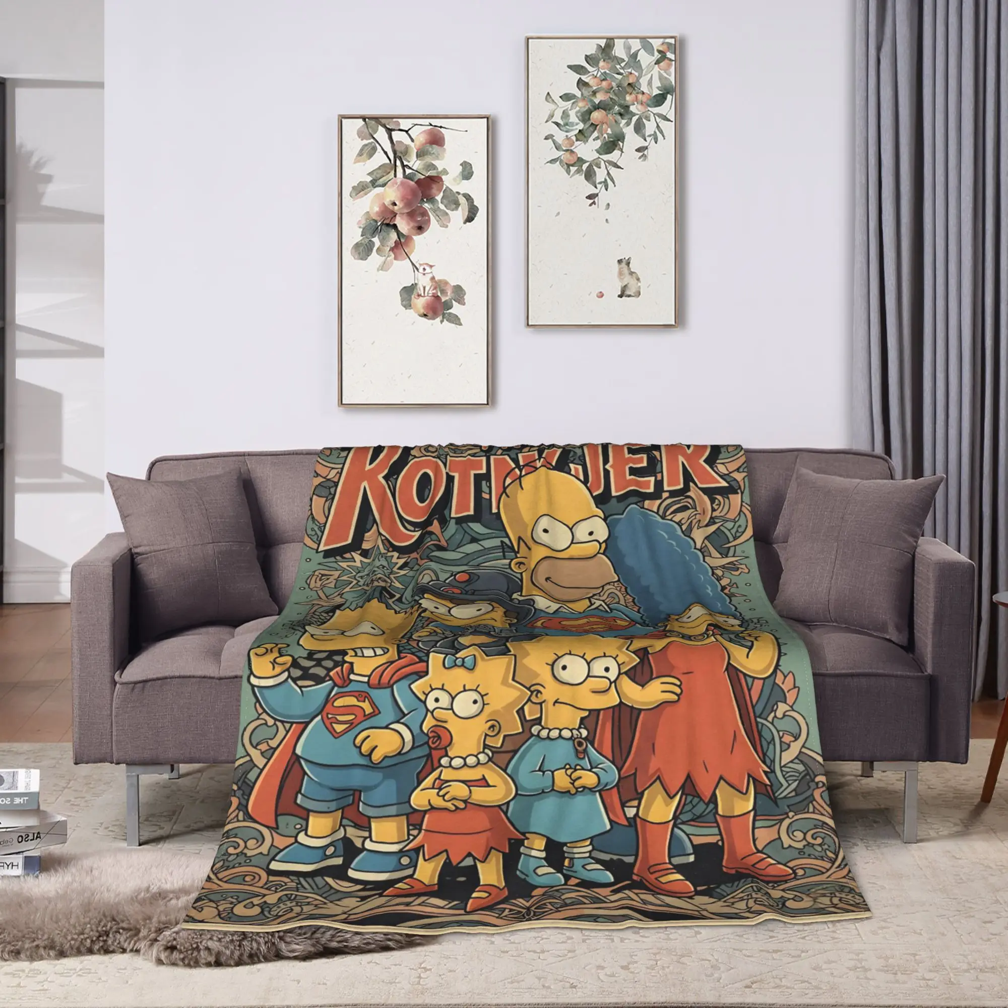 Family Collectible Poster Warm Soft Blanket The Simpsoned Airplane Plush Throw Blanket Bedroom Flannel Bedspread Sofa Bed Cover