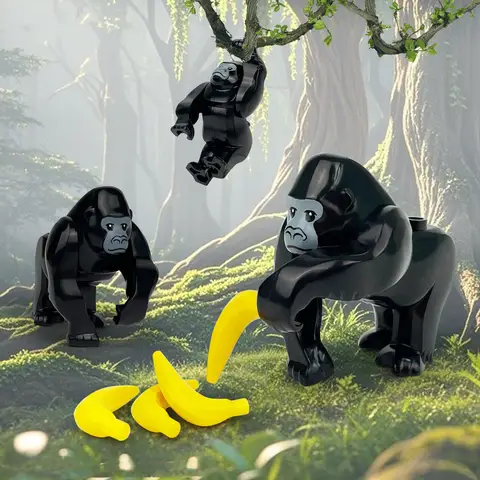 MOC Gorilla Building Blocks Zoo Forest Animal Monkey Food Fruit Banana Set Bricks Toys QT02