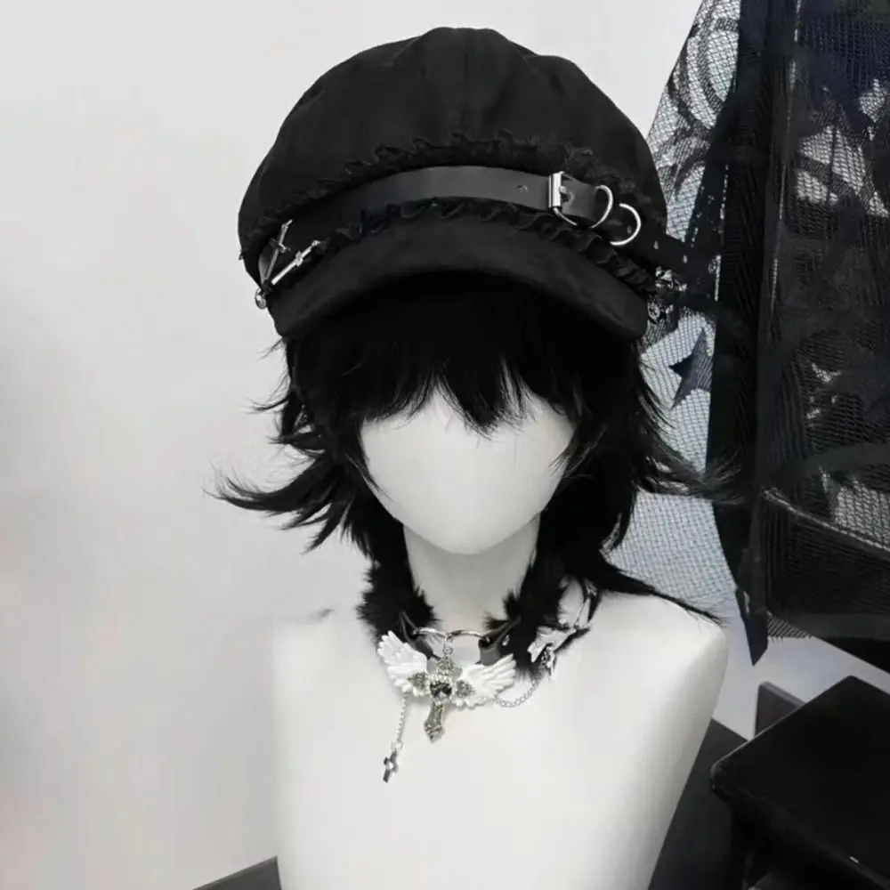 Harajuku الحلو كول نمط مثمنة قبعة Bowknot الدانتيل غرزة المرأة Y2k القبعات Kawaii أسود أزرق الرسام قبعة قبعات البيسبول