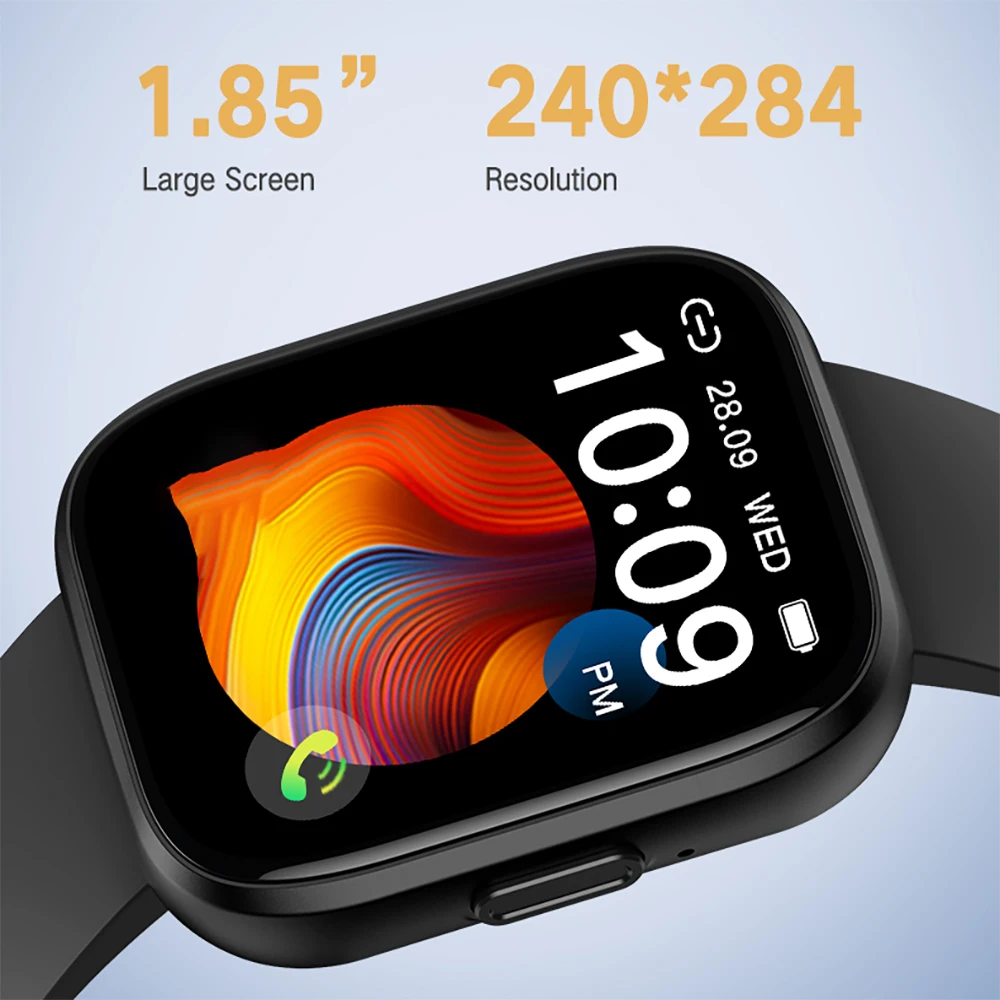 

Умные часы для женщин и мужчин с функцией напоминаний, 1.85-дюймовым экраном, измерением пульса, поддержкой Bluetooth-звонков, более 100 спортивных режимов, музыкой, модным дизайном и играми.