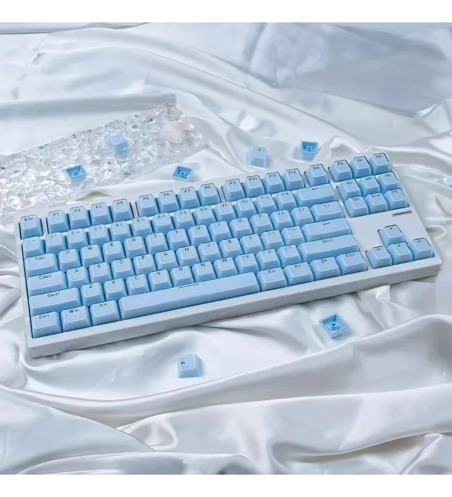 Jelly crystal keycap high value PBT hot sublimation side engraving fog transparent OEM high crystal clear cute keycap