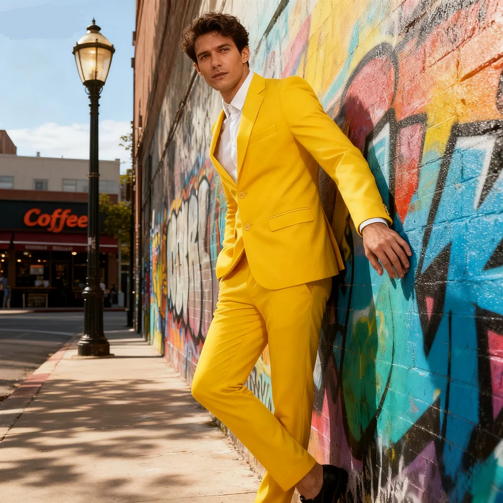 

Men's Slim Fit Tuxedo Suit Set, Notch Lapel, Business Blazer, Pants, Wedding Dresses, Evening Party, High Quality, 2 Pcs