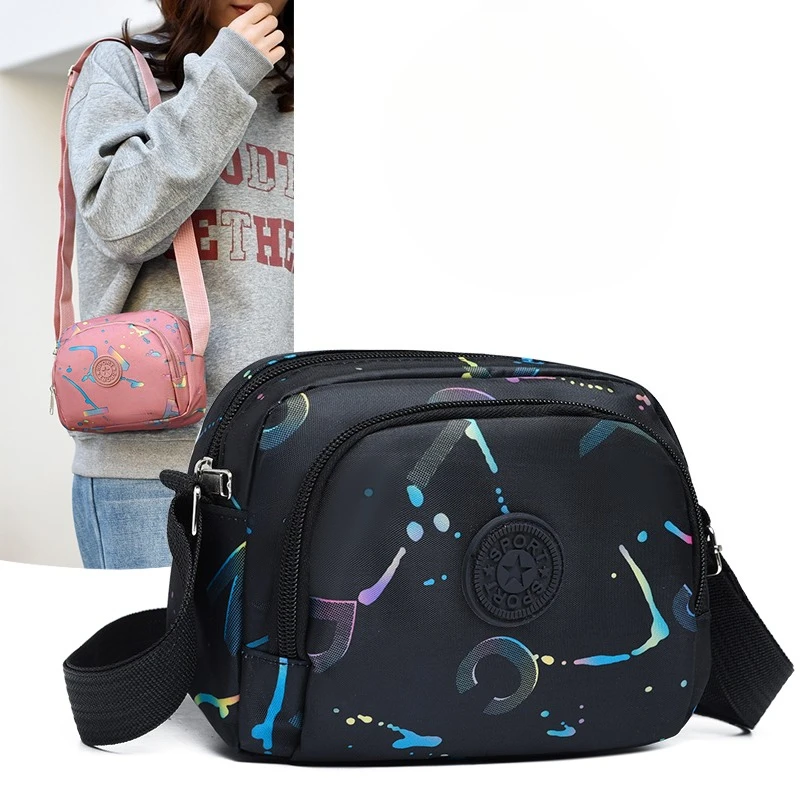 

Fashion Printing Shoulder Bag Waterproof Nylon Multi-pocket Crossbody Bag Multifunction Ladies Mobile Phone Bag