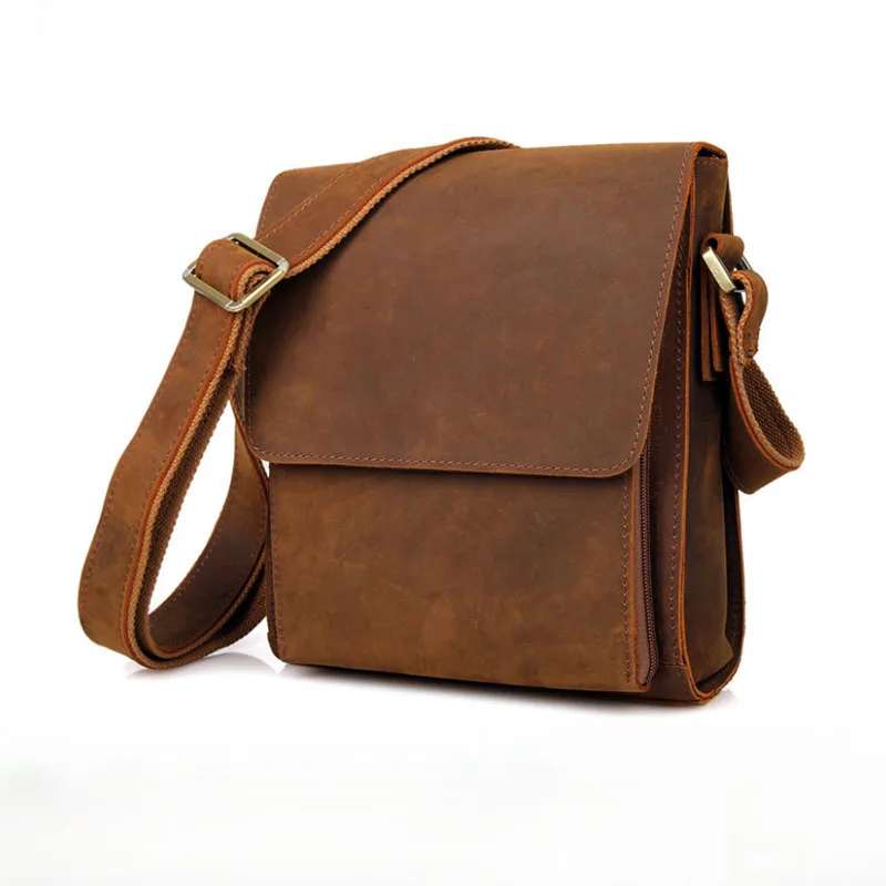 

Genuine Large Capacity Crossbody Niche Simple Crazy Horse Leather Cowhide Shoulder Bag Men's Style пояс сумка на плечо кожаная