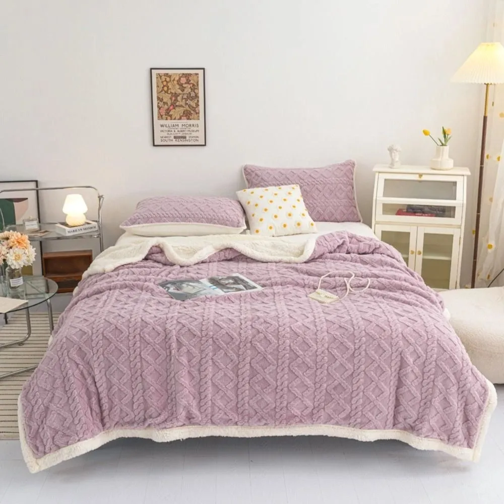 

Bed Suppiles Solid Color Coral Velvet Blanket Thicked Soft Rhombus Flannel Blanket Comfortable Warm Office Nap Blanket Home