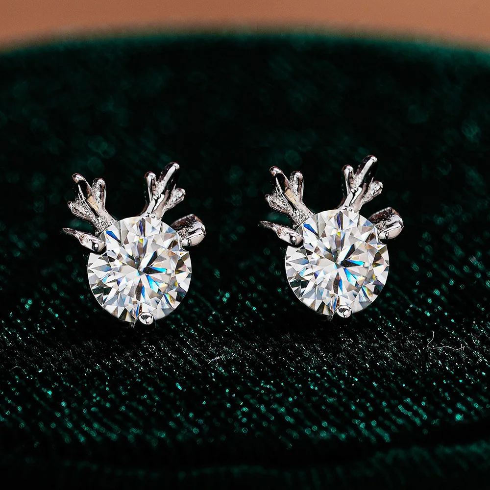 

Серьги Mosang с бриллиантами оленя и рогами лося, серьги Mosang из 18-каратного золота, модные платиновые серьги PT950 с бриллиантами, аксессуары