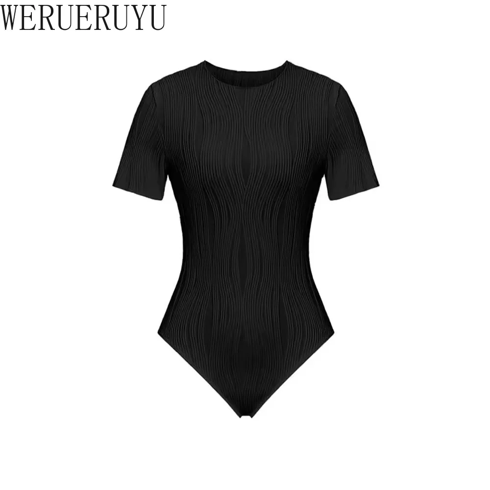 Short Sleeve Bodysuit Women Summer Clothes Bodycon One-pieces Tops White Black Pink Y2k Streetwear Sexy Jumpsuits for Women 2024